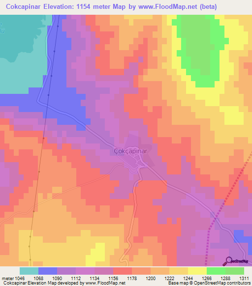 Cokcapinar,Turkey Elevation Map