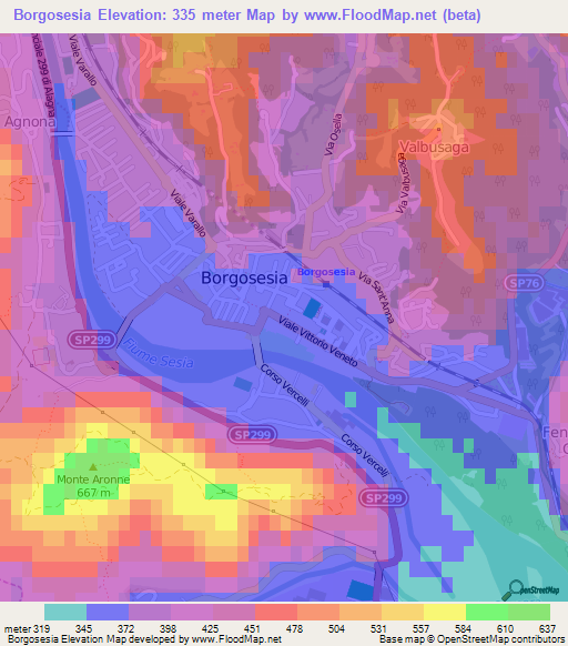 Borgosesia,Italy Elevation Map