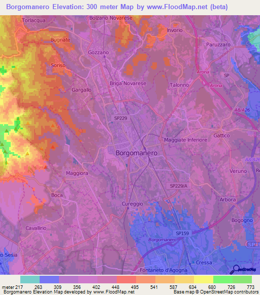 Borgomanero,Italy Elevation Map