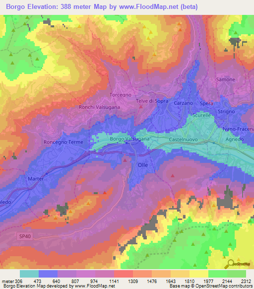 Borgo,Italy Elevation Map