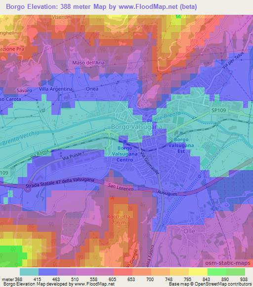 Borgo,Italy Elevation Map