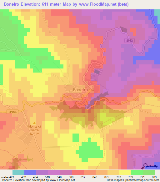 Bonefro,Italy Elevation Map