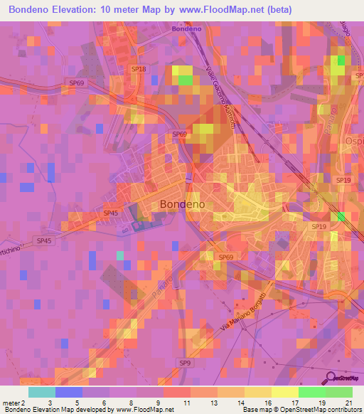 Bondeno,Italy Elevation Map