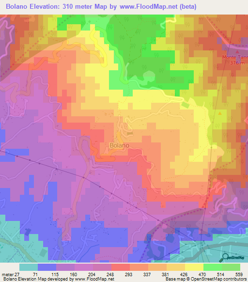 Bolano,Italy Elevation Map