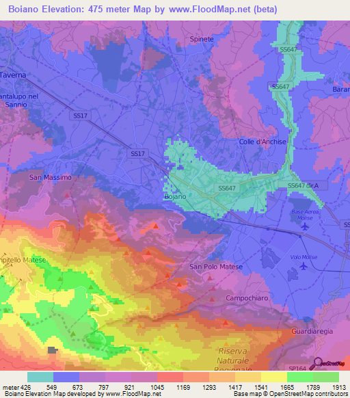 Boiano,Italy Elevation Map