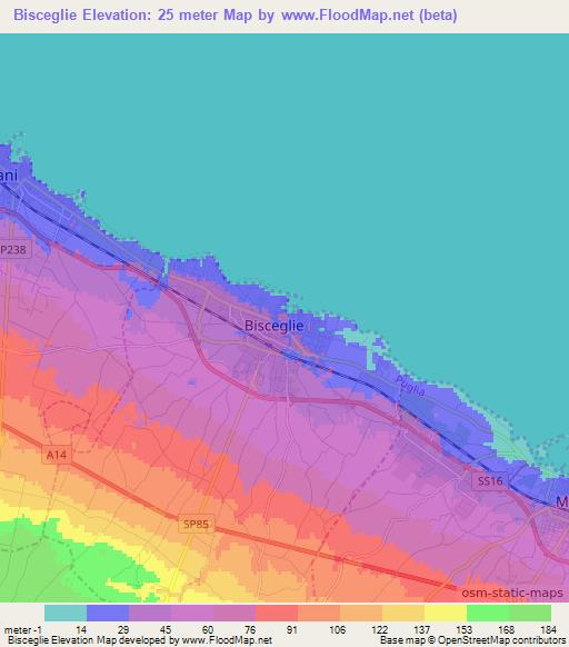 Bisceglie,Italy Elevation Map