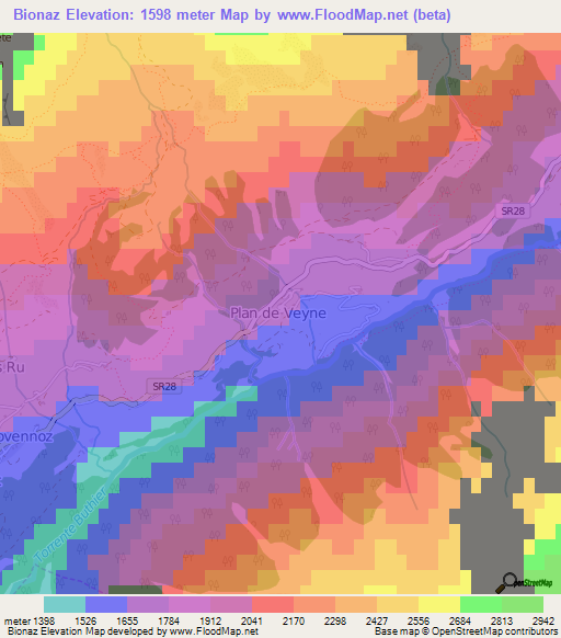 Bionaz,Italy Elevation Map