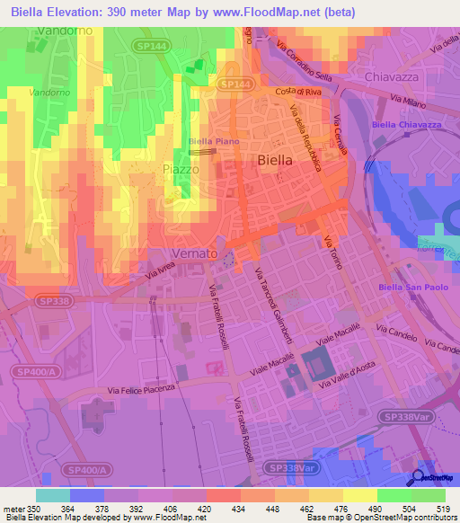 Biella,Italy Elevation Map