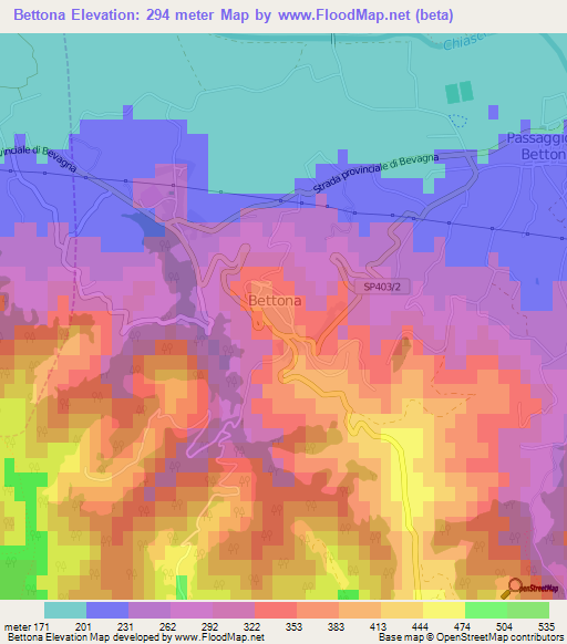 Bettona,Italy Elevation Map