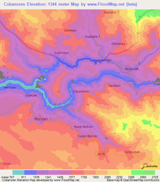 Cobanoren,Turkey Elevation Map