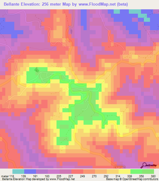 Bellante,Italy Elevation Map