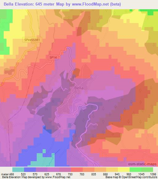 Bella,Italy Elevation Map