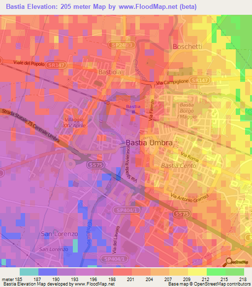 Bastia,Italy Elevation Map