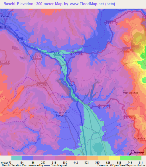 Baschi,Italy Elevation Map