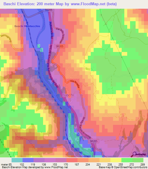 Baschi,Italy Elevation Map