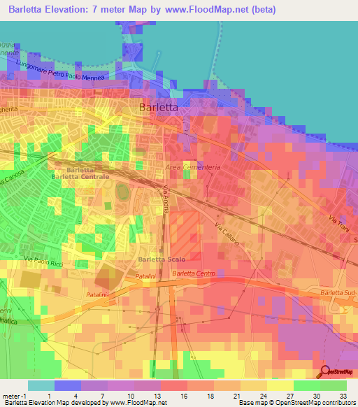 Barletta,Italy Elevation Map