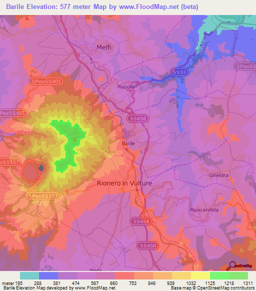 Barile,Italy Elevation Map