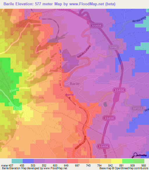 Barile,Italy Elevation Map