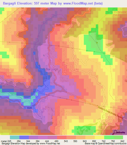 Bargagli,Italy Elevation Map