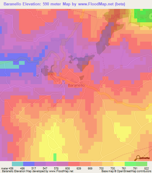 Baranello,Italy Elevation Map