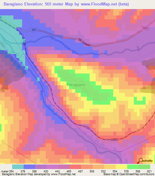 Baragiano,Italy Elevation Map