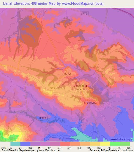 Banzi,Italy Elevation Map