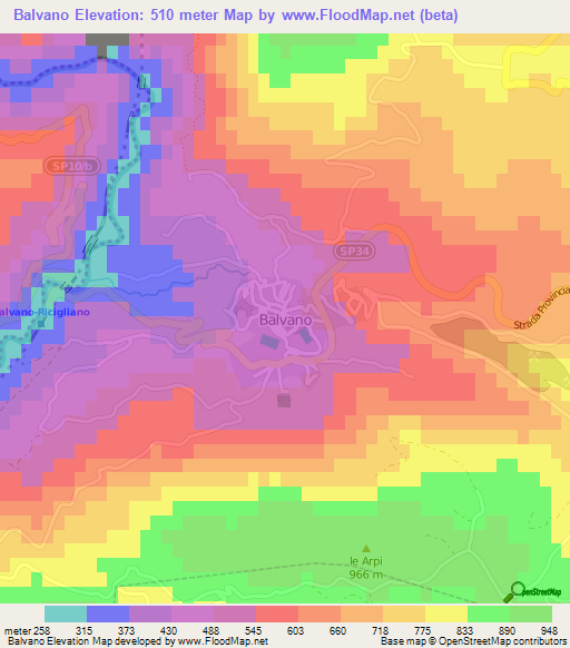 Balvano,Italy Elevation Map