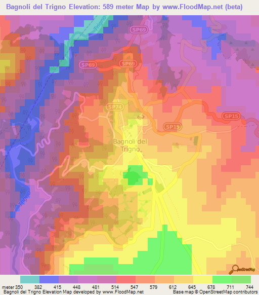 Bagnoli del Trigno,Italy Elevation Map