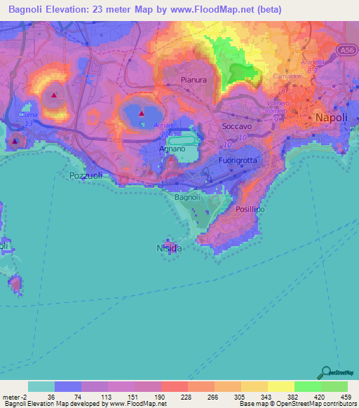 Bagnoli,Italy Elevation Map