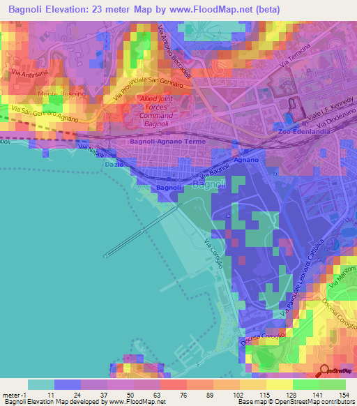 Bagnoli,Italy Elevation Map