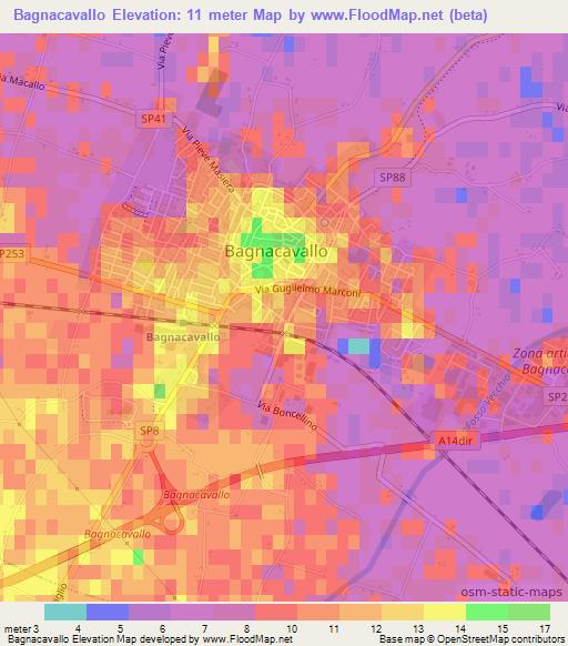Bagnacavallo,Italy Elevation Map