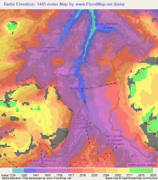 Badia,Italy Elevation Map