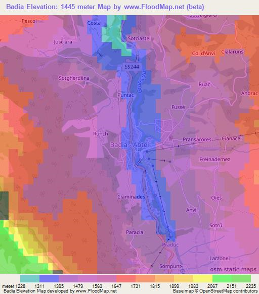 Badia,Italy Elevation Map