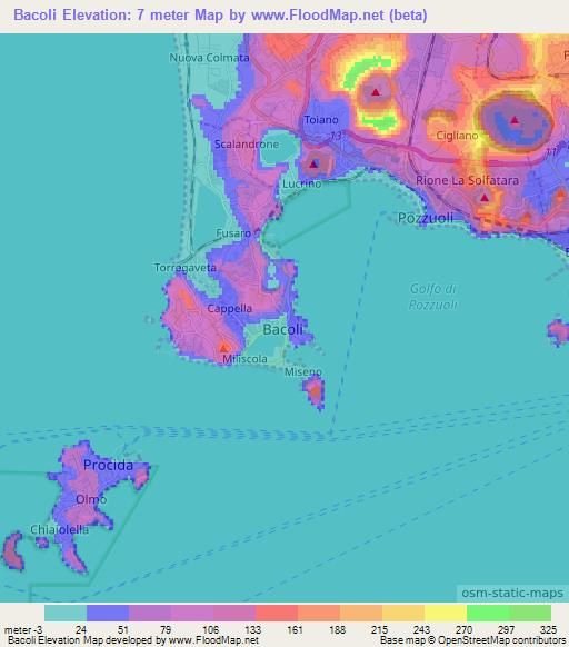 Bacoli,Italy Elevation Map