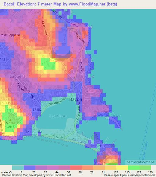 Bacoli,Italy Elevation Map