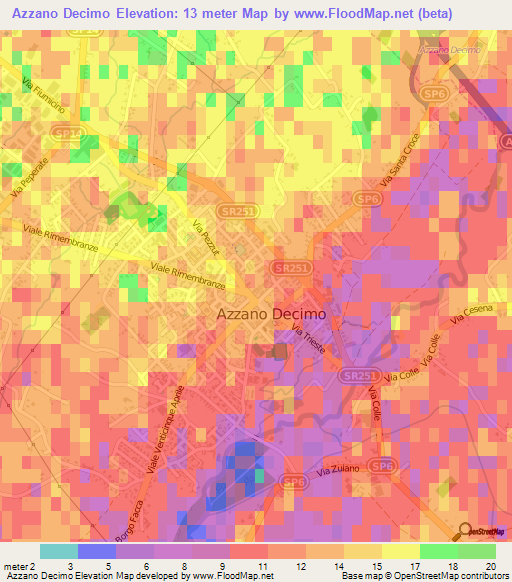 Azzano Decimo,Italy Elevation Map