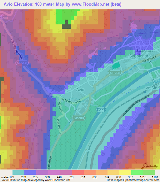 Avio,Italy Elevation Map