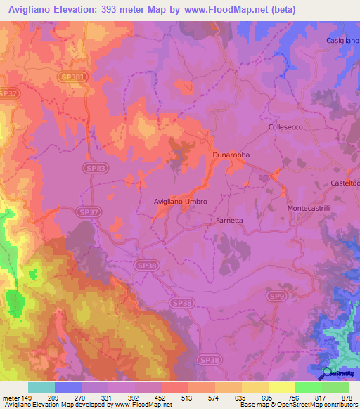 Avigliano,Italy Elevation Map