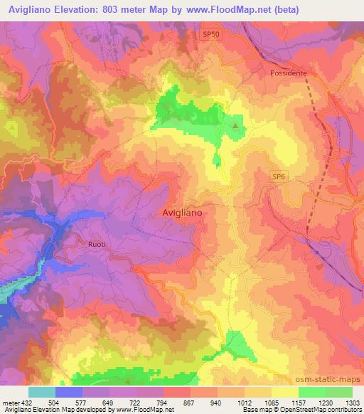 Avigliano,Italy Elevation Map