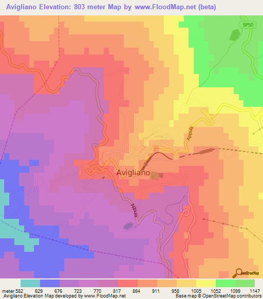 Avigliano,Italy Elevation Map