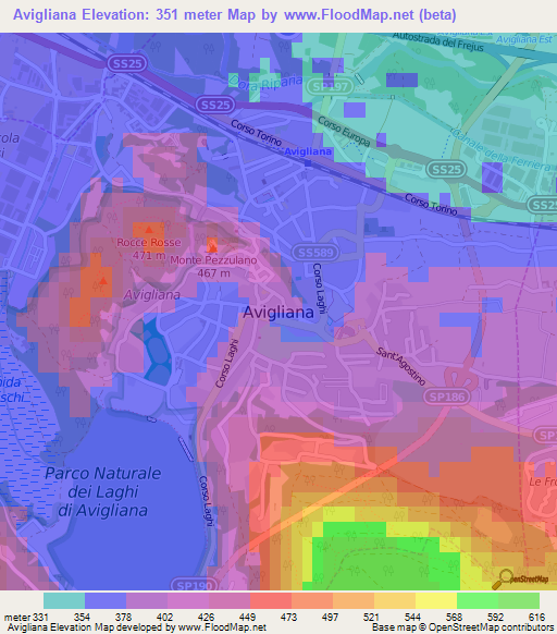 Avigliana,Italy Elevation Map