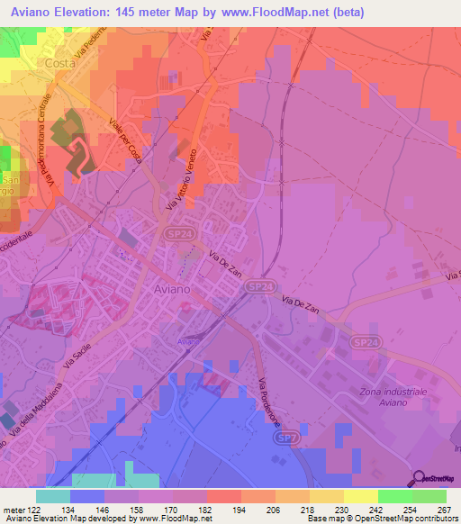 Aviano,Italy Elevation Map