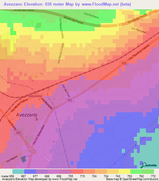 Avezzano,Italy Elevation Map