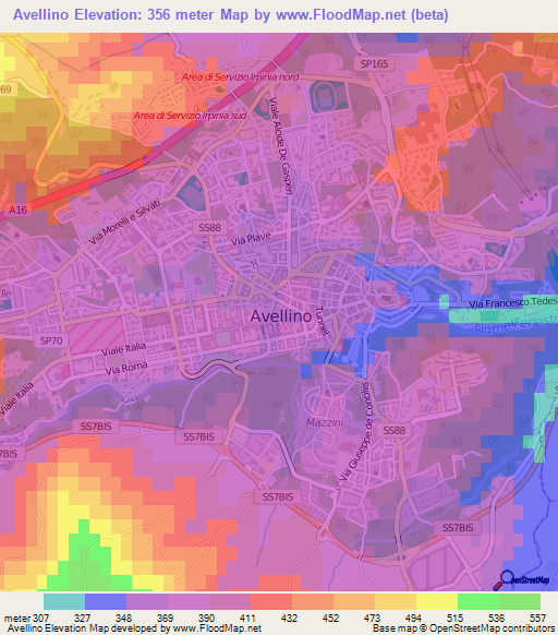 Avellino,Italy Elevation Map