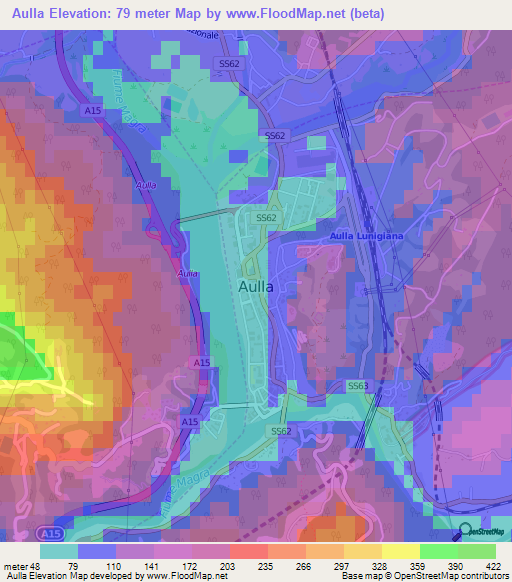 Aulla,Italy Elevation Map