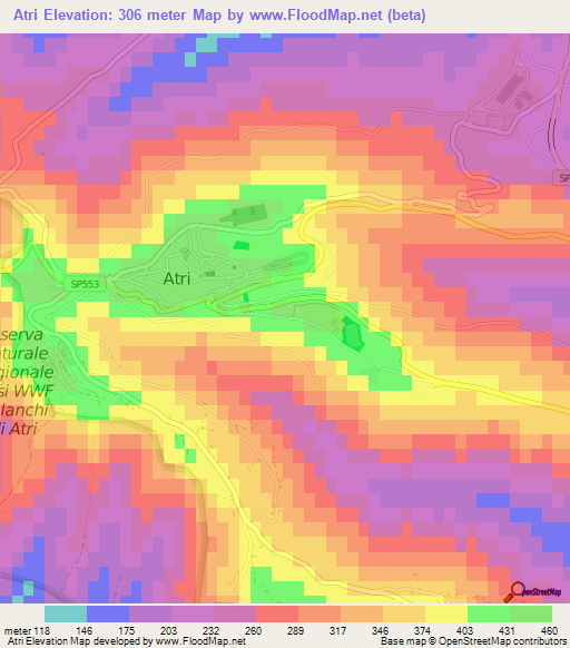 Atri,Italy Elevation Map