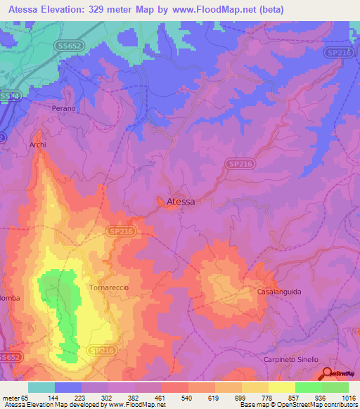 Atessa,Italy Elevation Map