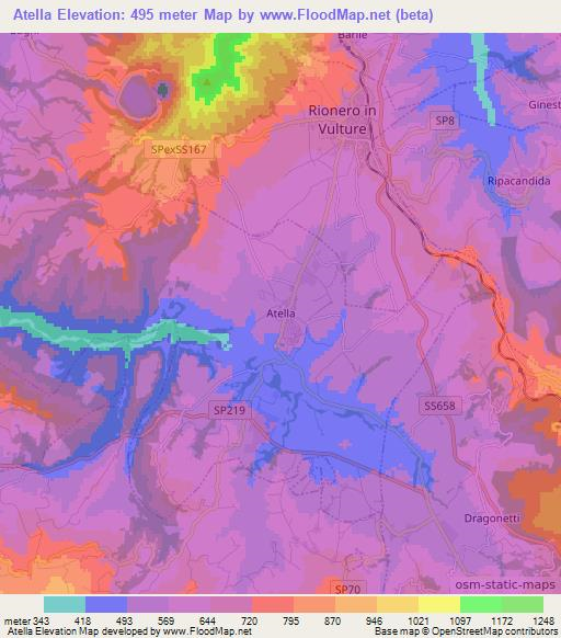 Atella,Italy Elevation Map