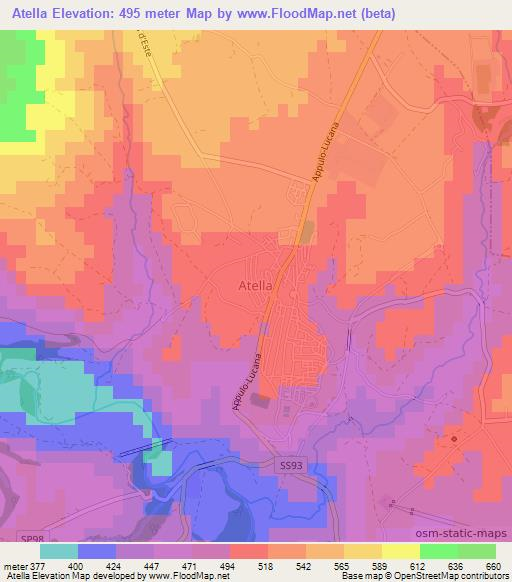 Atella,Italy Elevation Map