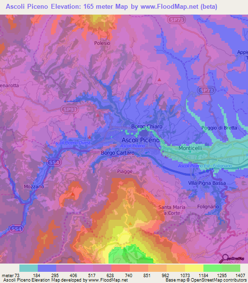 Ascoli Piceno,Italy Elevation Map